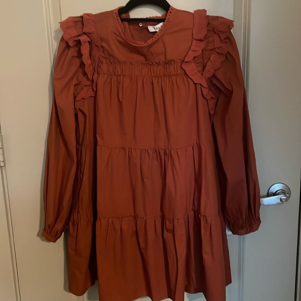 Boutique, Prairie core rust, colored, mini dress size small